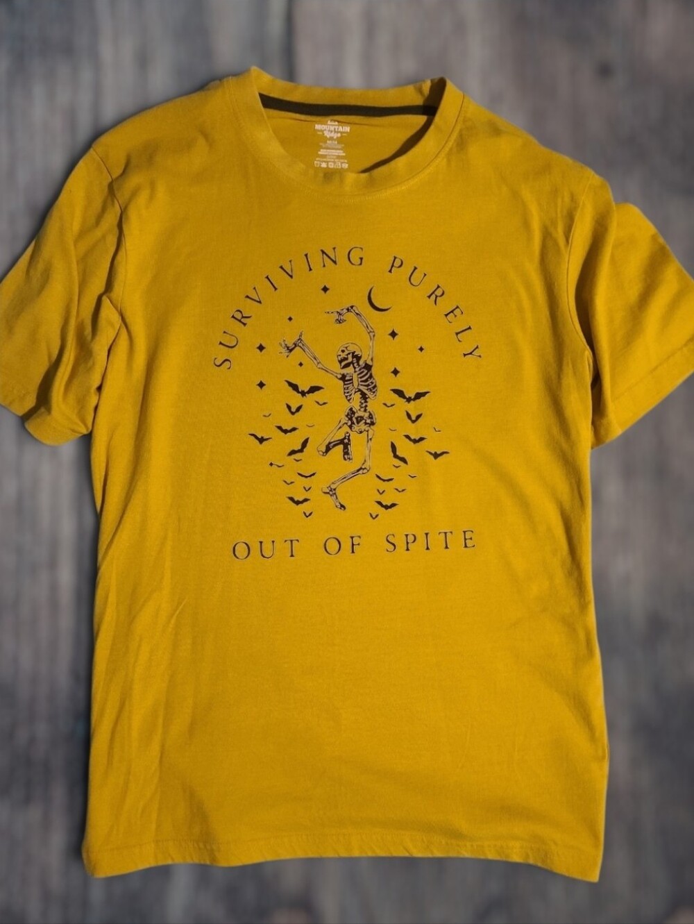 Surviving Purely Out of Spite Skeleton Tee - Yellow Unisex M